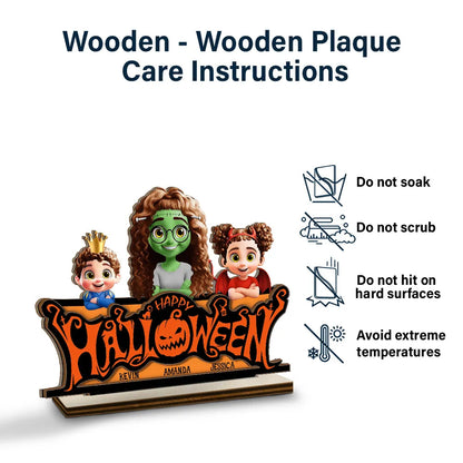 Happy Halloween Family Costume - Personalized Custom Shaped 2-Layered Wooden Plaque