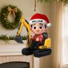 3D Effect Little Boy Kid With Construction Vehicle Excavator Backhoe Tractor Christmas Personalized Acrylic Ornament