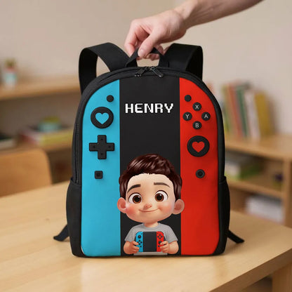 Personalized Gamer Backpack for Boys Girls, Back to School Backpack for Kids