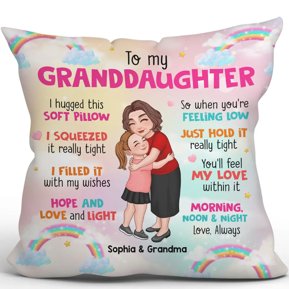 To My Granddaughter Grandson Personalized Pillow, Heartfelt Gift For Grandchildren From Grandma