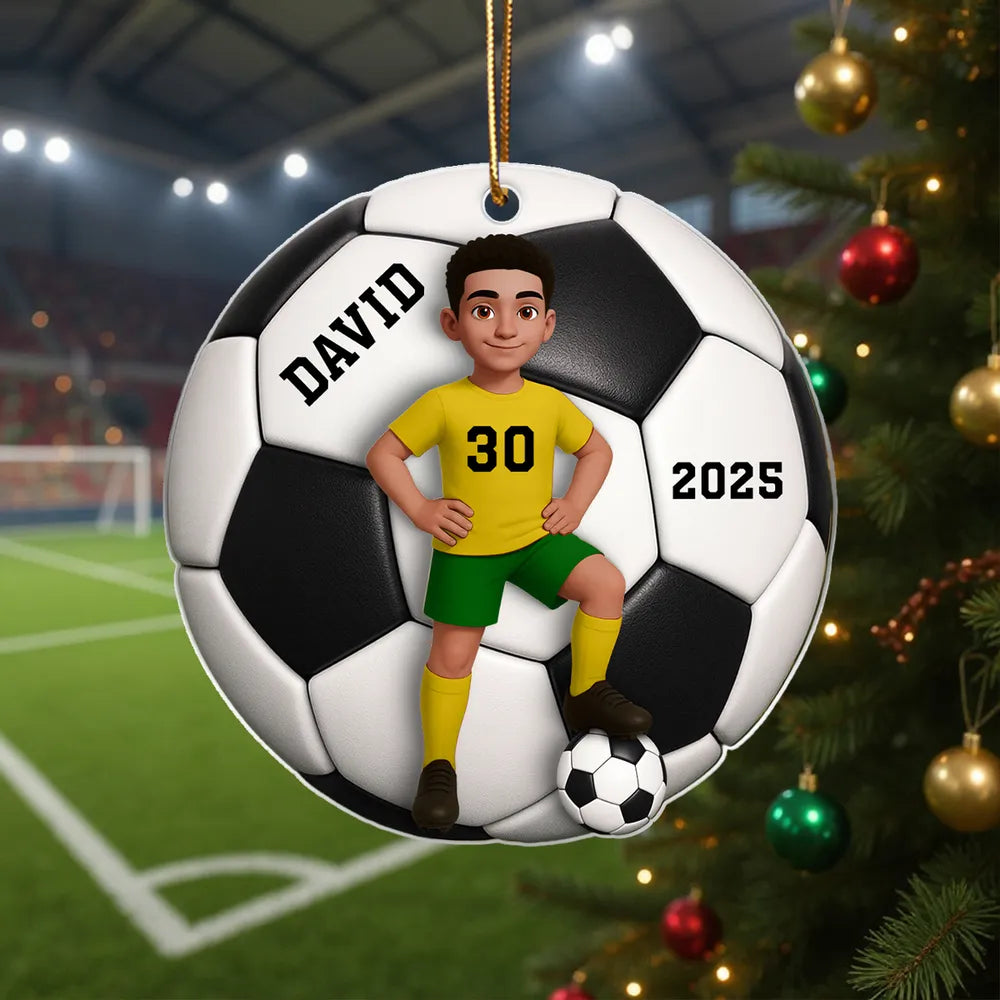 Soccer Girl Boy 3D Effect - Personalized Acrylic Ornament - Christmas Gift For Daughter, Gift For Son