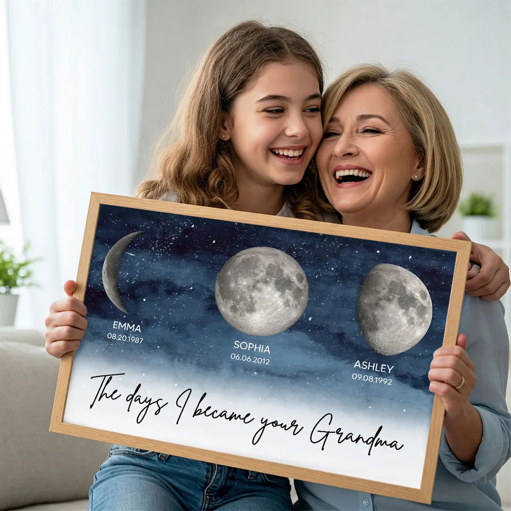 Starry Night The Days I Became A Mom Custom Birth Moon Phase Personalized Poster