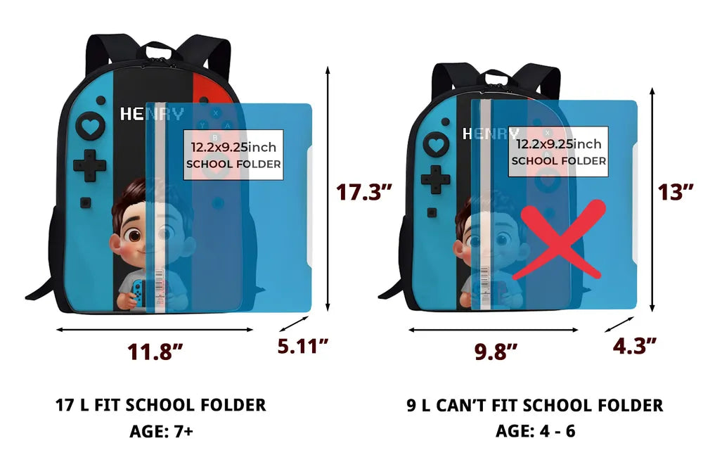 Personalized Gamer Backpack for Boys Girls, Back to School Backpack for Kids