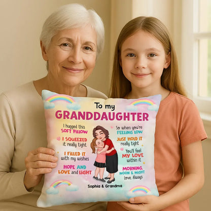 To My Granddaughter Grandson Personalized Pillow, Heartfelt Gift For Grandchildren From Grandma