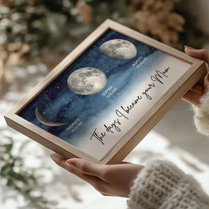 Starry Night The Days I Became A Mom Custom Birth Moon Phase Personalized Poster