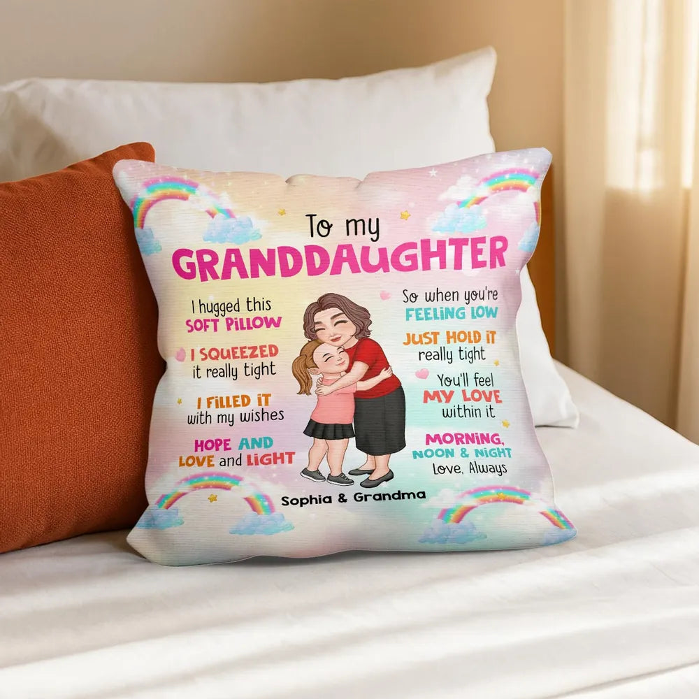 To My Granddaughter Grandson Personalized Pillow, Heartfelt Gift For Grandchildren From Grandma