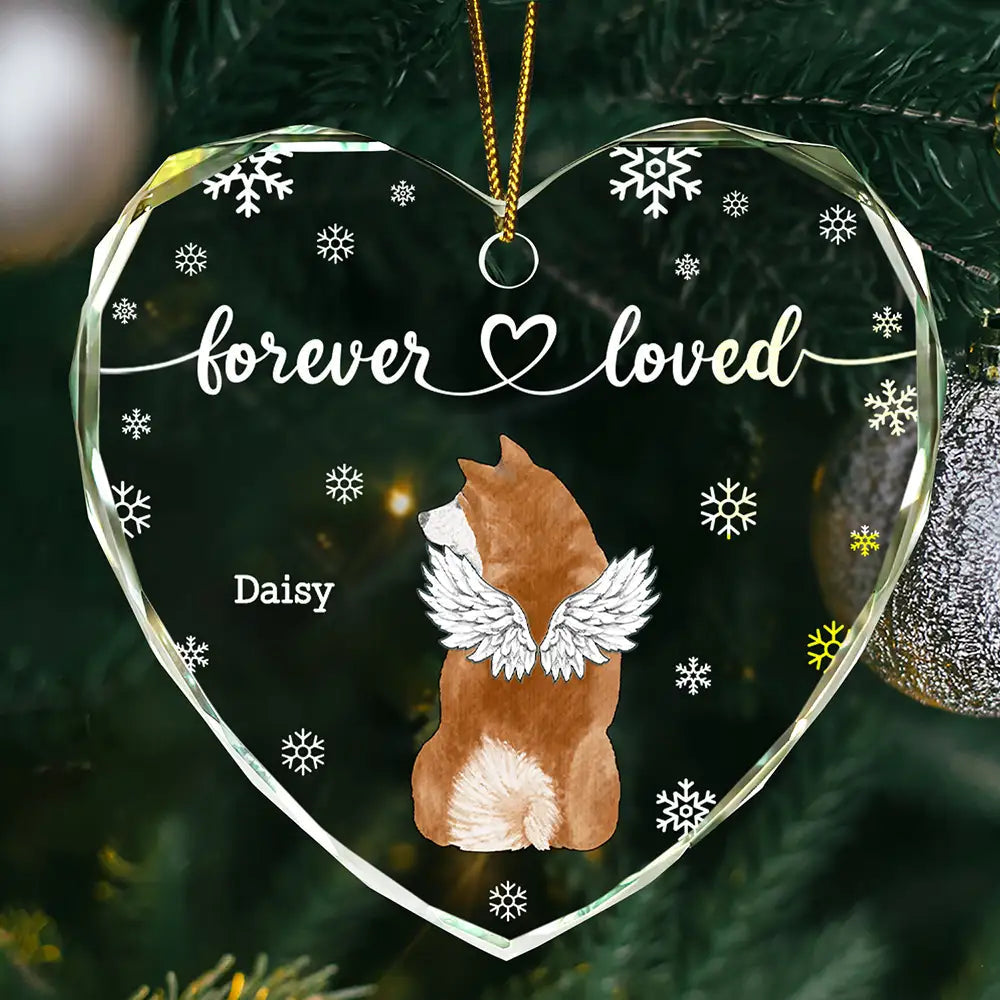Forever Loved Memorial Dog Cat - Personalized Heart Shaped Acrylic Ornament