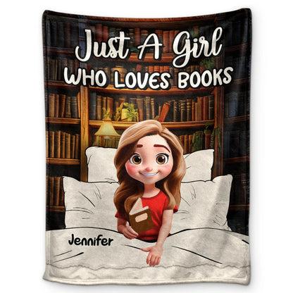 Just A Girl Who Loves Books 3D Effect - Personalized Fleece Blanket