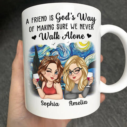 A Friend Is God's Way Besties - Personalized Mug
