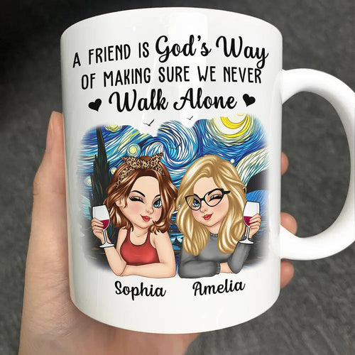 A Friend Is God's Way Besties - Personalized Mug
