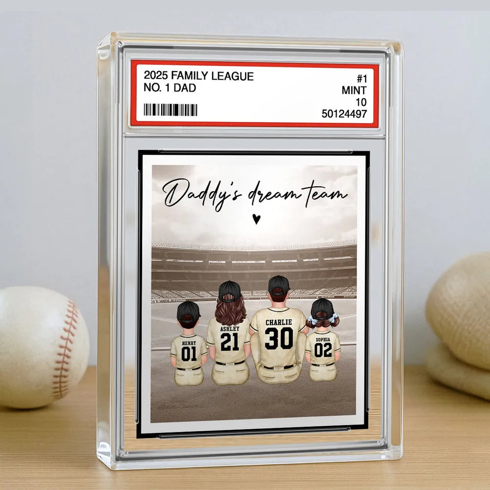 No. 1 Dad Retro Vintage Baseball Trading Card Style Personalized Acrylic Block Plaque, Gift For Dad