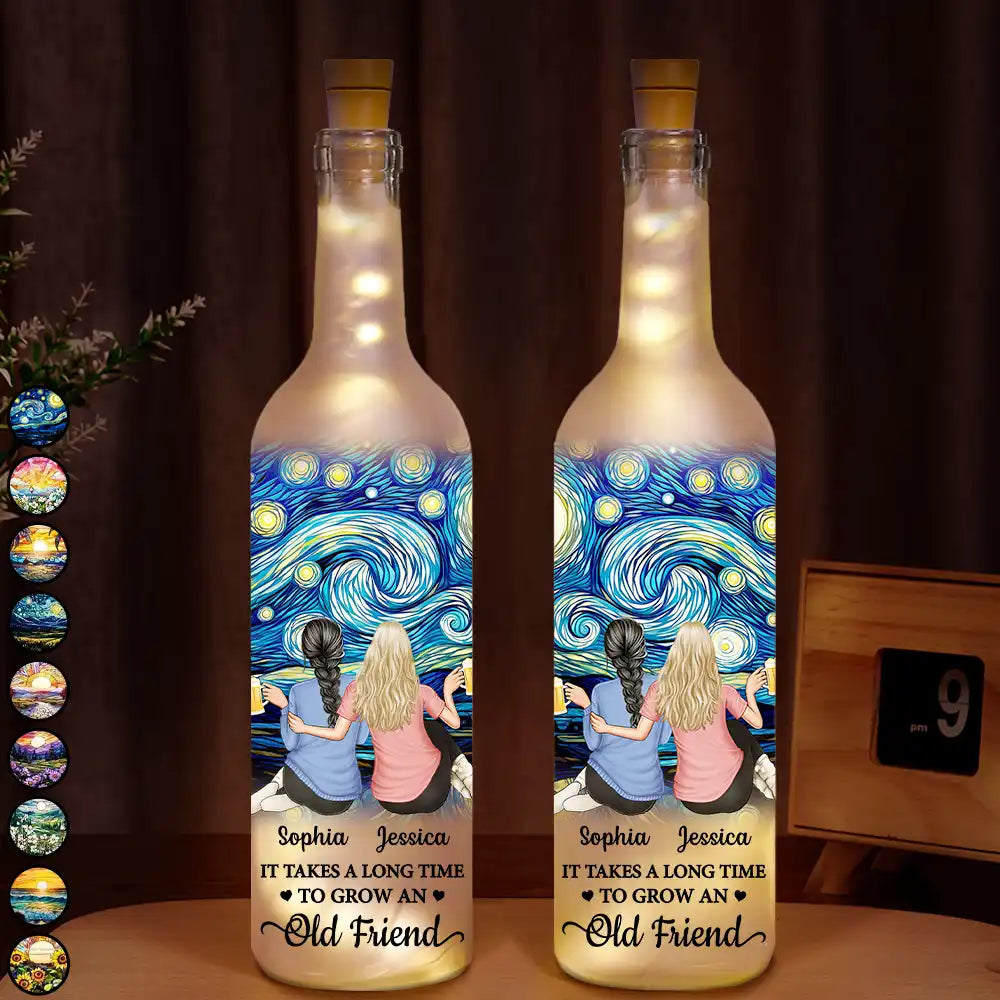 It Takes A Long Time To Grow An Old Friend Starry Night - Personalized Bottle Light