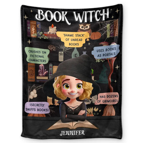 Reading Book Witch Blanket - Personalized Fleece Blanket