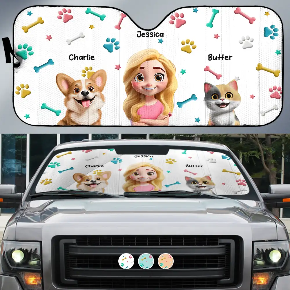 My Pet And I Are On Our Way - Personalized Auto Sunshade