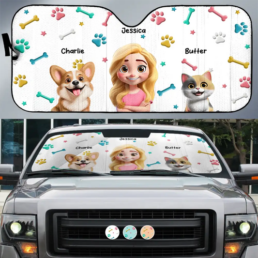 My Pet And I Are On Our Way - Personalized Auto Sunshade