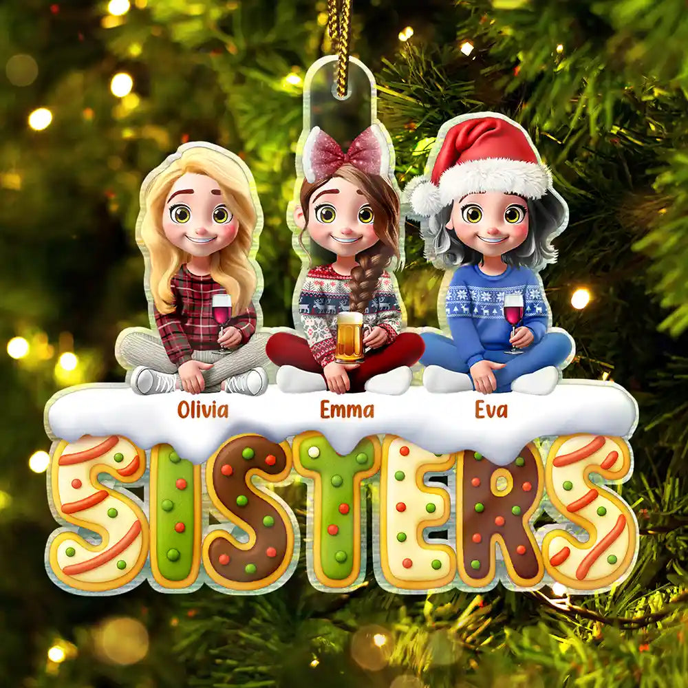 Bestie Sister Cake Cookie Tree - Personalized Custom Shaped Acrylic Ornament