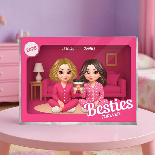 Pink Pajamas Besties In House Toy Box 3D Effect Personlized Acrylic Block