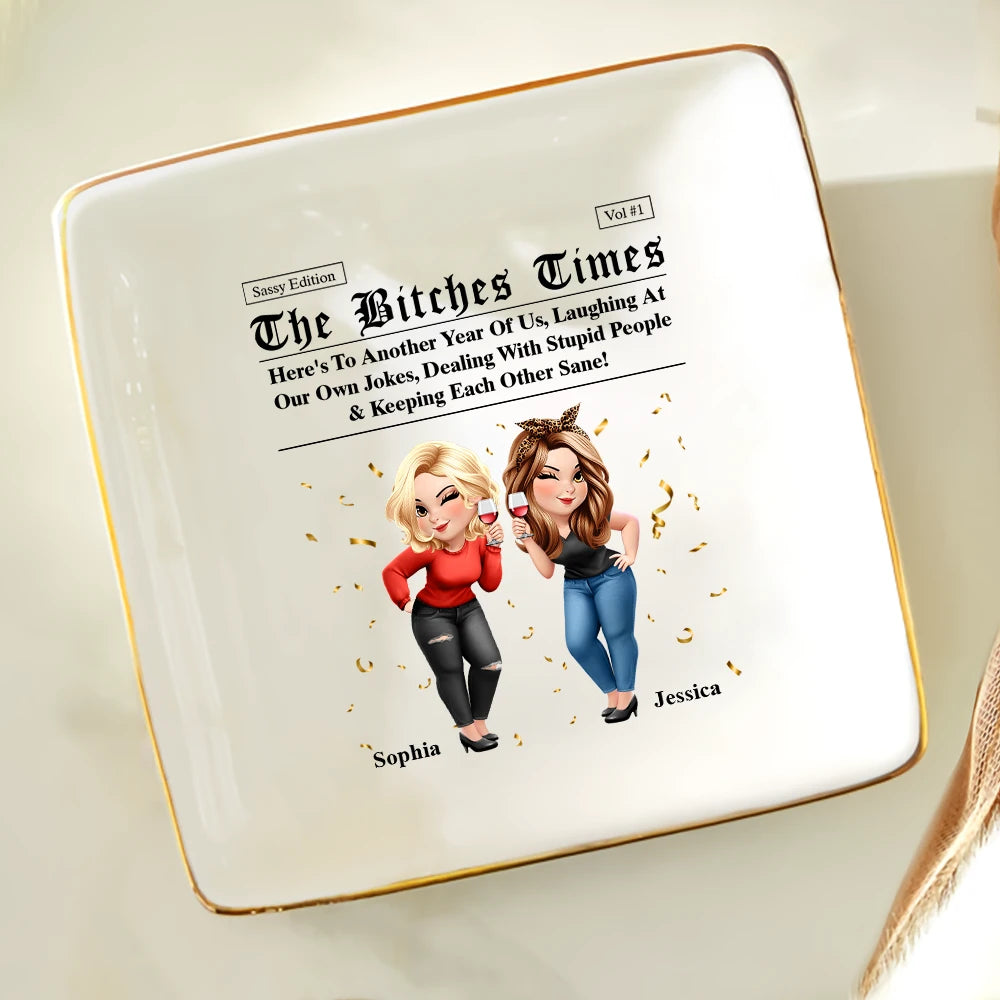 3D Effect Besties Here's To Another Year Of Us - Personalized Ring Dish