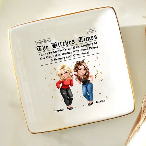 3D Effect Besties Here's To Another Year Of Us - Personalized Ring Dish