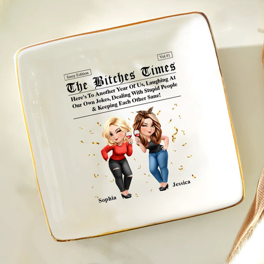 3D Effect Besties Here's To Another Year Of Us - Personalized Ring Dish