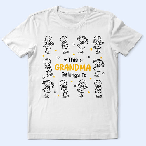 Stick Figures This Grandpa Grandma Belongs To Kids Pet - Personalized T Shirt