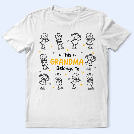 Stick Figures This Grandpa Grandma Belongs To Kids Pet - Personalized T Shirt