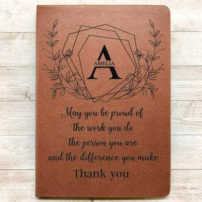 Teacher Thank You For Making A Difference - Personalized Leather Journal