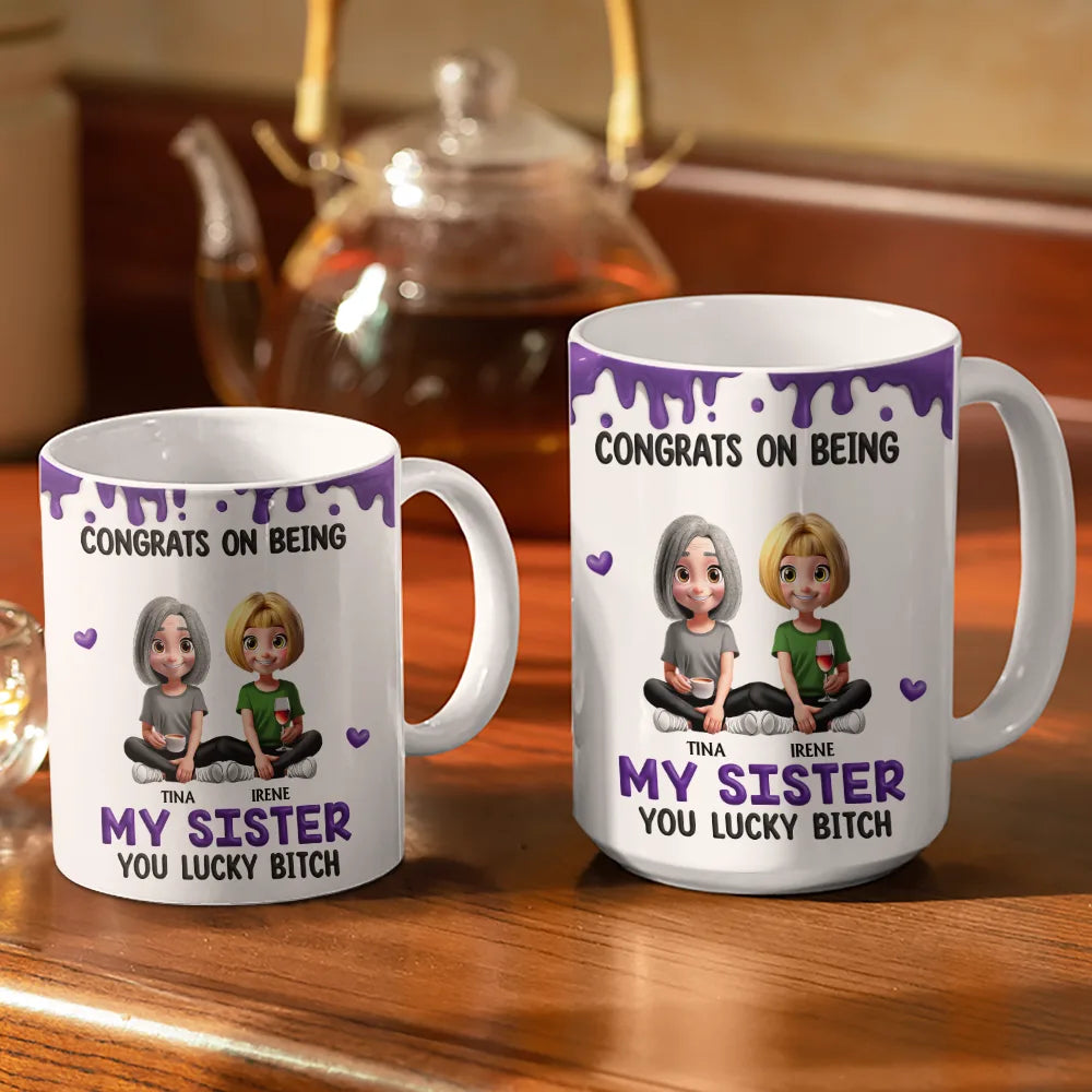 Congrats On Being My Brother Sister - Personalized White Edge-to-Edge Mug