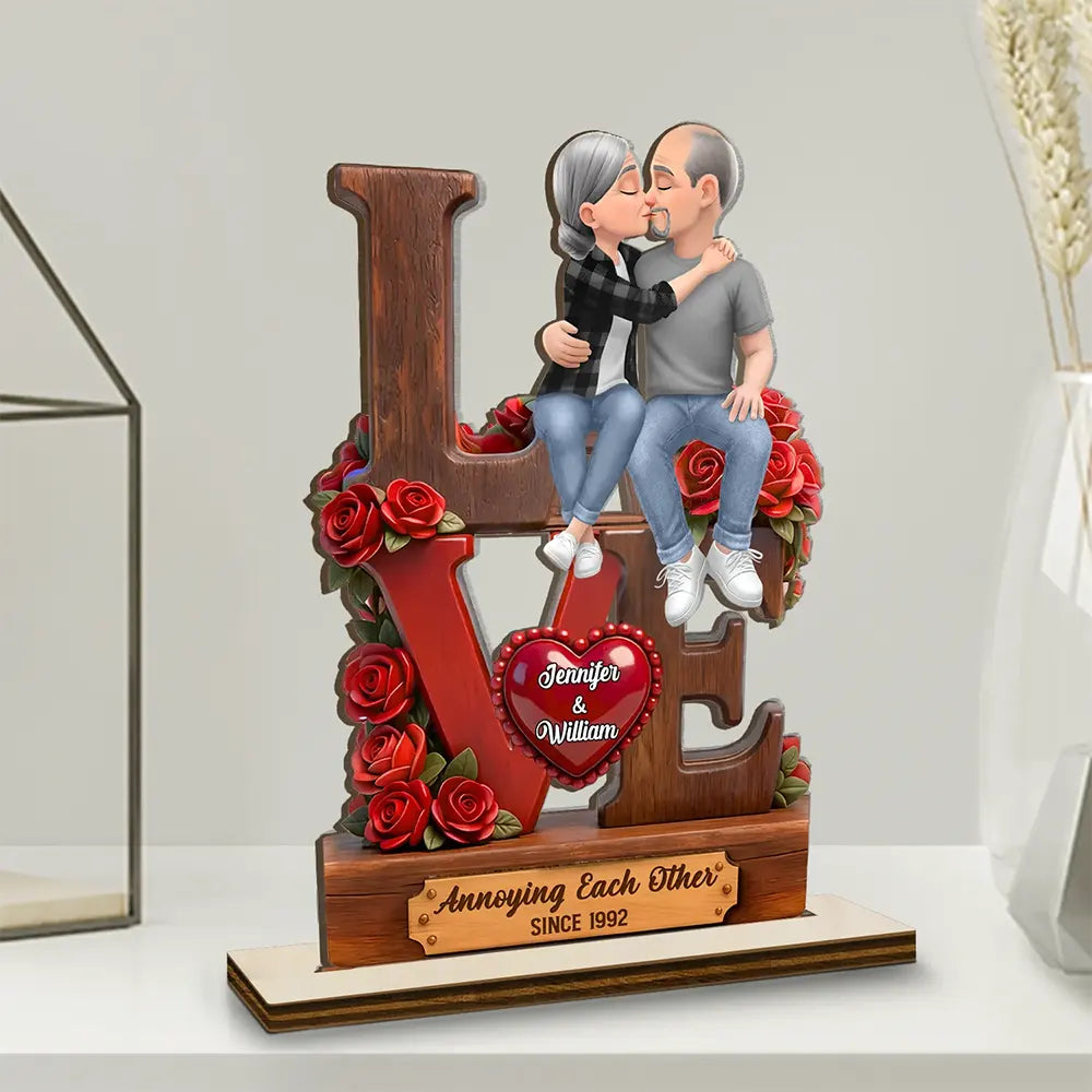 3D Effect Flannel Couple You & Me We Got This - Personalized Custom Shaped Acrylic Wooden Plaque