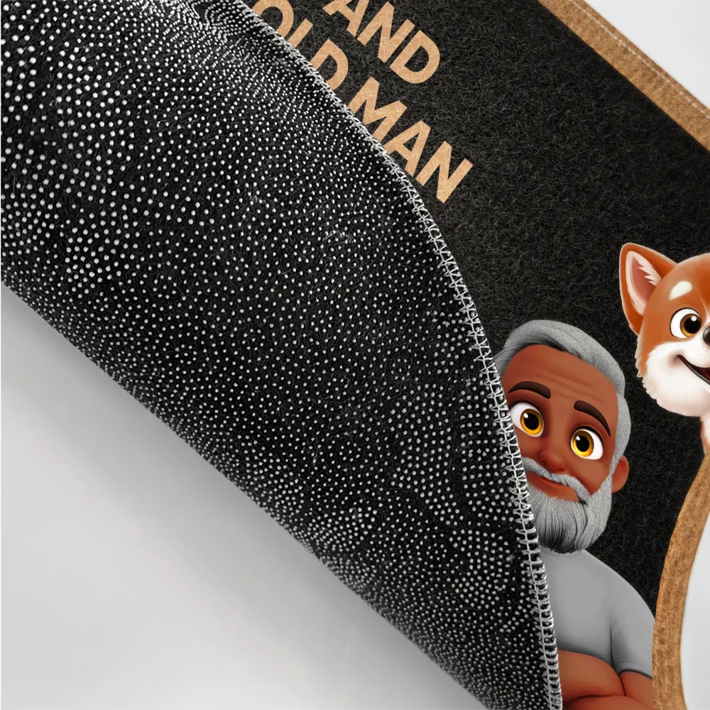 Welcome A Lovely Lady And A Grumpy Old Man Live Here 3D Dog - Personalized Doormat