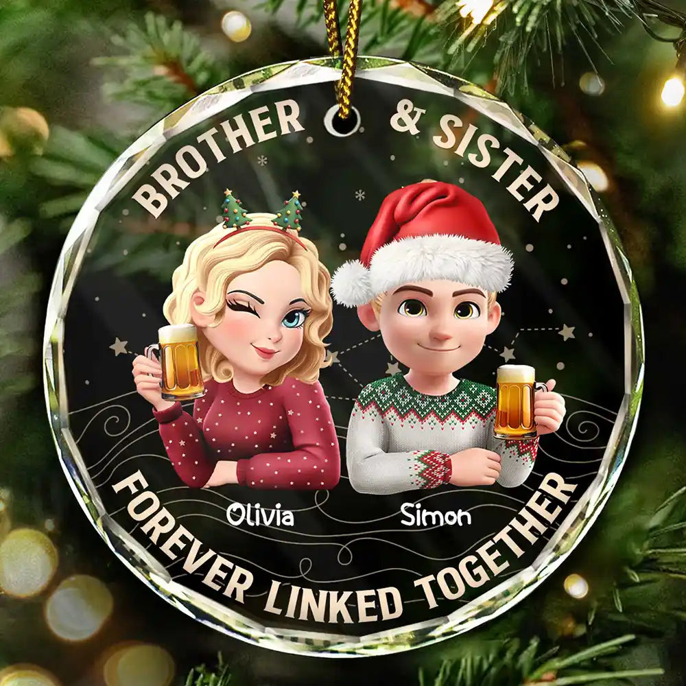 Brothers & Sisters Forever Linked Together - Personalized Circle Acrylic Ornament