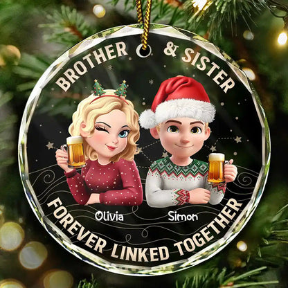Brothers & Sisters Forever Linked Together - Personalized Circle Acrylic Ornament
