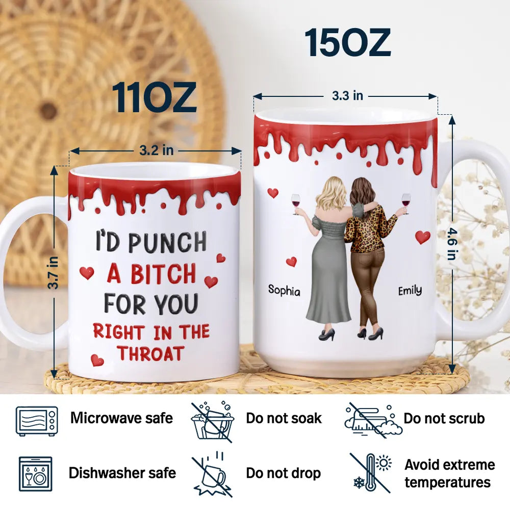 Right In The Throat Backside Besties - Personalized White Edge-to-Edge Mug