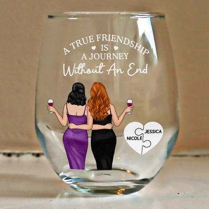 A Friend Is God's Way Of Making Sure We Never Walk Alone - Personalized Stemless Wine Glass