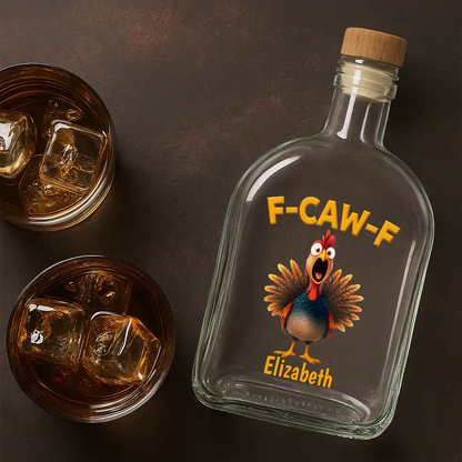Funny Chicken F-Caw-F - Personalized Whiskey Bottle