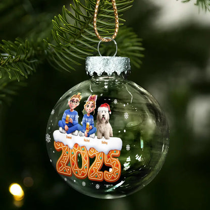 Christmas Family Gingerbread 3D Effect - Personalized Ball Ornament