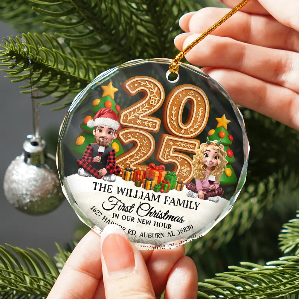 First Christmas In Our New Home Family Version - Personalized Circle Acrylic Ornament