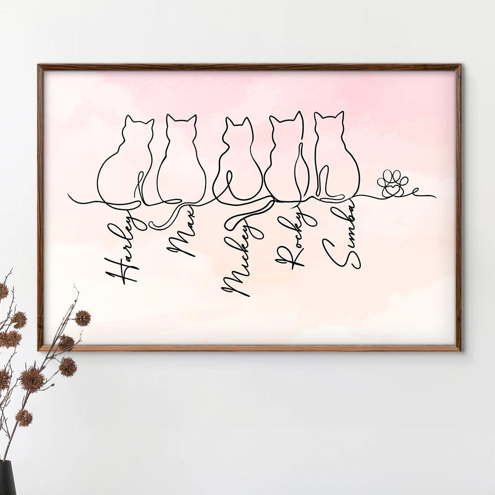 Adorable Cat Line - Personalized Poster