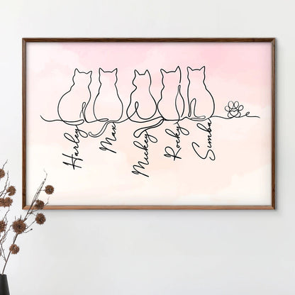 Adorable Cat Line - Personalized Poster