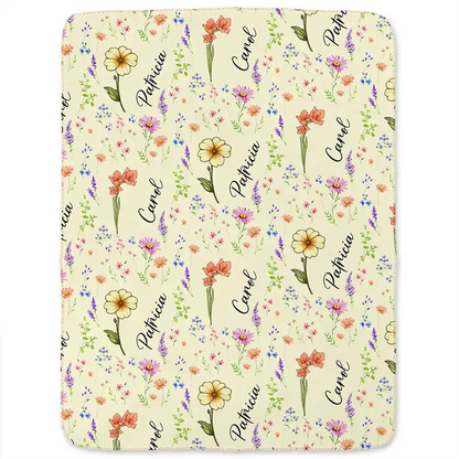 Birth Flower Custom Name Bestie - Personalized Fleece Blanket