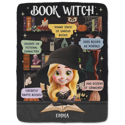 Reading Book Witch Blanket - Personalized Fleece Blanket