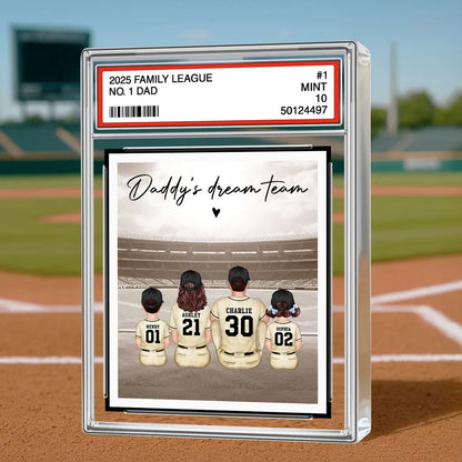No. 1 Dad Retro Vintage Baseball Trading Card Style Personalized Acrylic Block Plaque, Gift For Dad