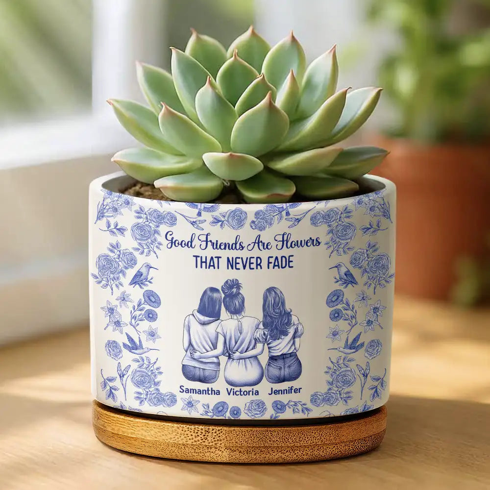 Toile De Jouy Grow An Old Friend - Personalized Ceramic Plant Pot