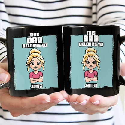 This Grandpa Belongs To Grandkids Pixel Fun Art - Personalized Black Mug