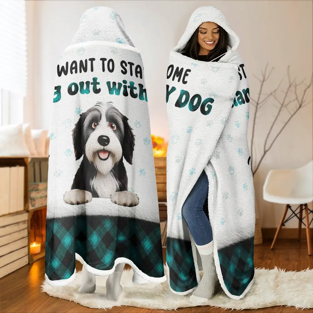 I Just Want To Hang Out With My Dogs - Personalized Wearable Hooded Blanket