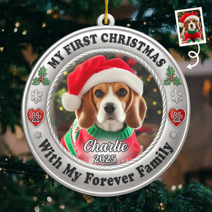 Custom Photo Acrylic Ornament - Personalized Christmas Birthday Gifts For Dog Cat Lovers, Dog Dad And Mom, Cat Owners - Furever Family