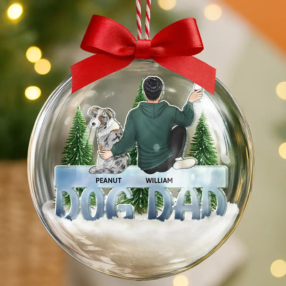 Dog Mom Dog Dad - Personalized 3D Acrylic Ball Ornament