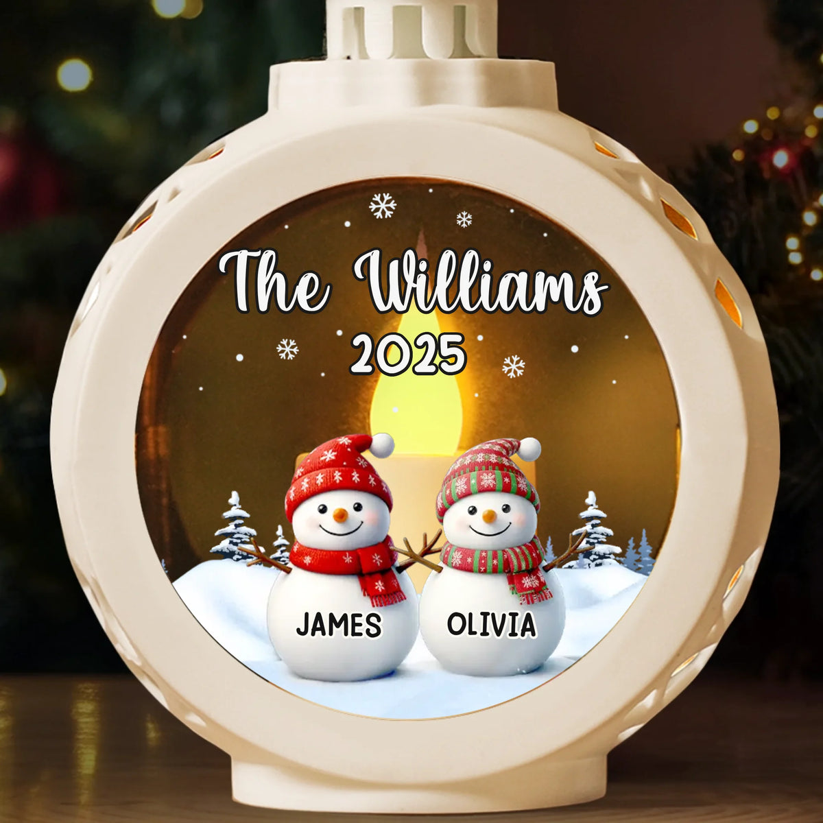 Custom Candlelight Lantern Ornament - Personalized Christmas Birthday Gifts For Mom, Dad, Kids - Christmas Glows With Family Love
