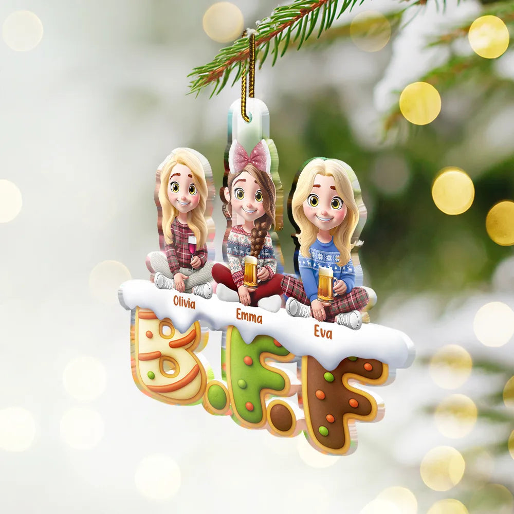 Bestie Sister Cake Cookie Tree - Personalized Custom Shaped Acrylic Ornament