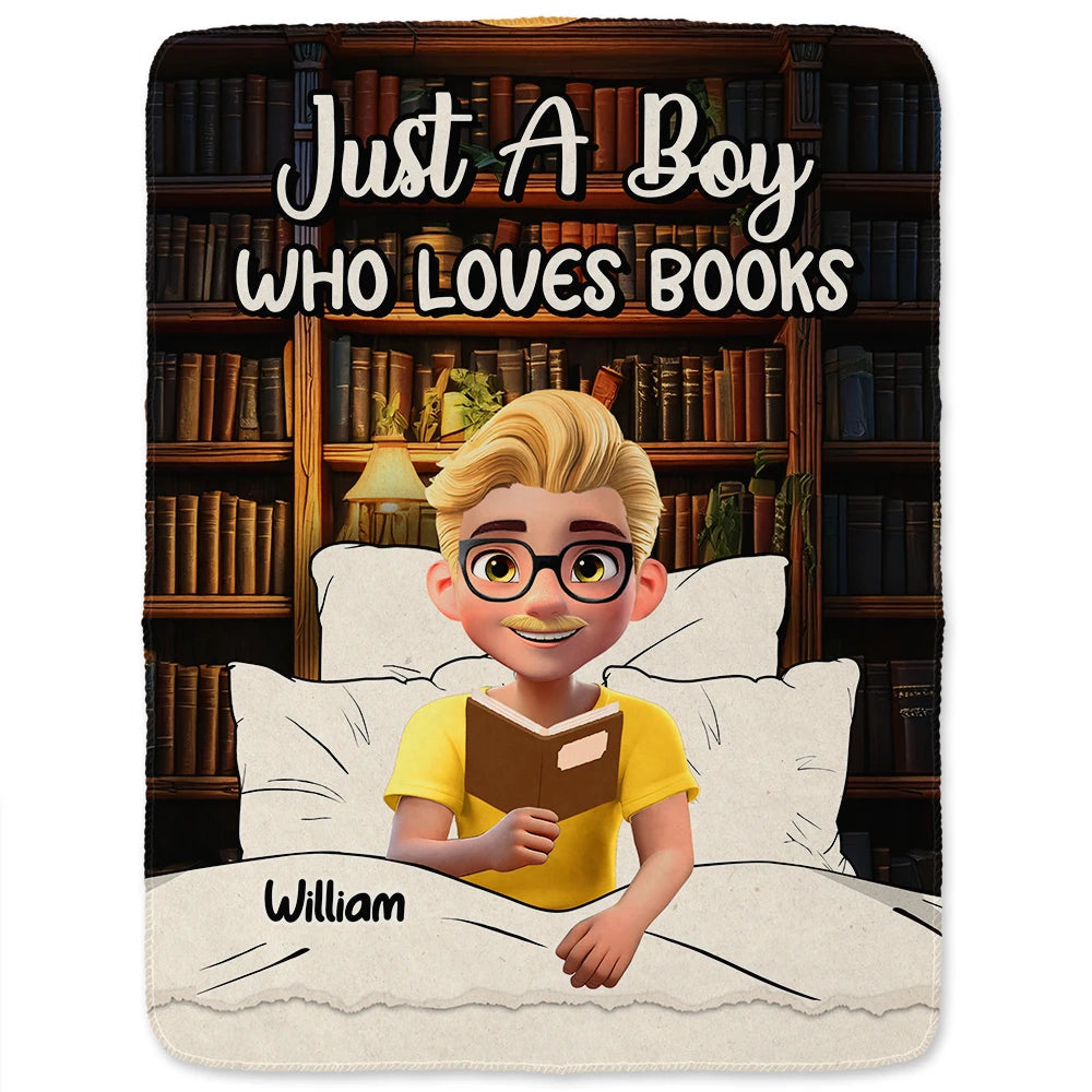 Just A Girl Who Loves Books 3D Effect - Personalized Fleece Blanket
